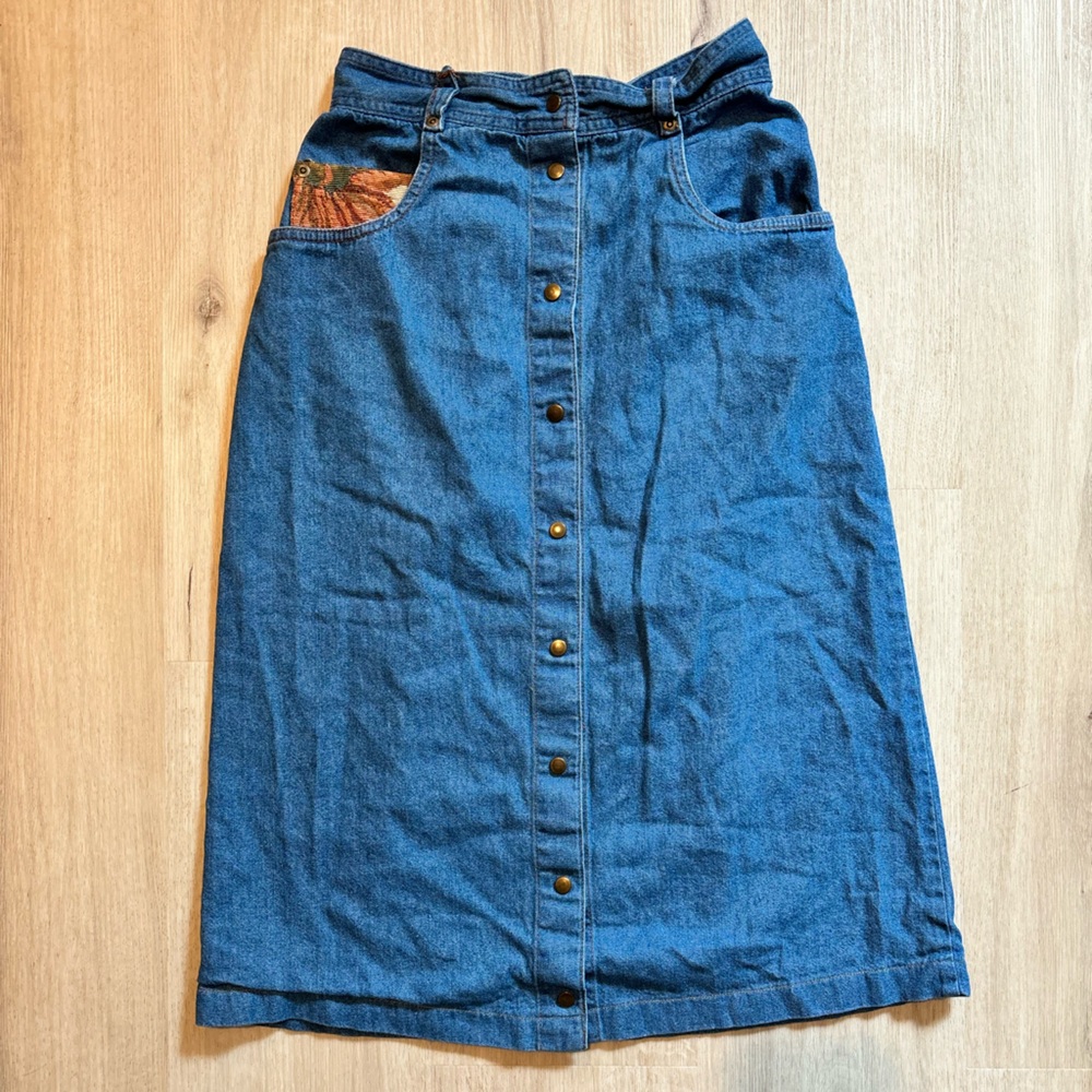 Vintage Jean Midi Skirt